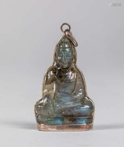 South Asian Old Carved Opal Buddha with Silver Link