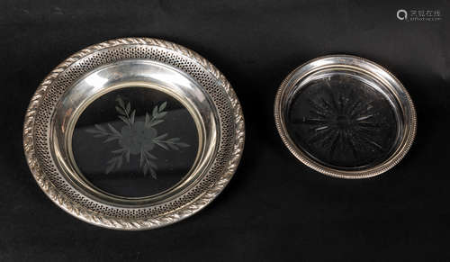 Set of Crystal & Silver Plates