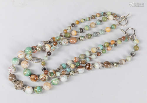 Art Deco Gem Stone & Silver Necklace