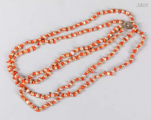 Collectible Sea Pearl & Coral Like Necklace