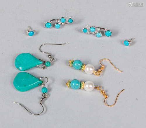 Pair of Turquoise Sterling Silver Earrings