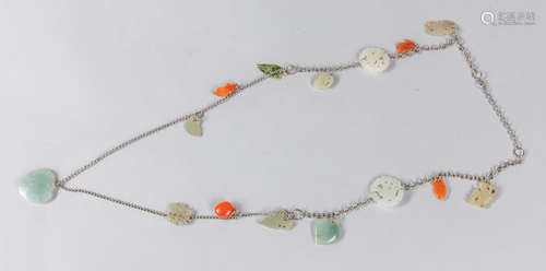 Hong Kong Export Jade & Agate Necklace