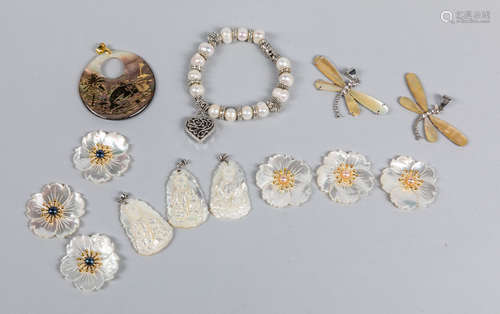 Group Of Carved Pearl Jewelleries