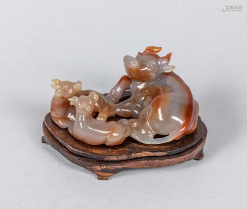 Chinese Antique Carved Cameo Agate Bufflo