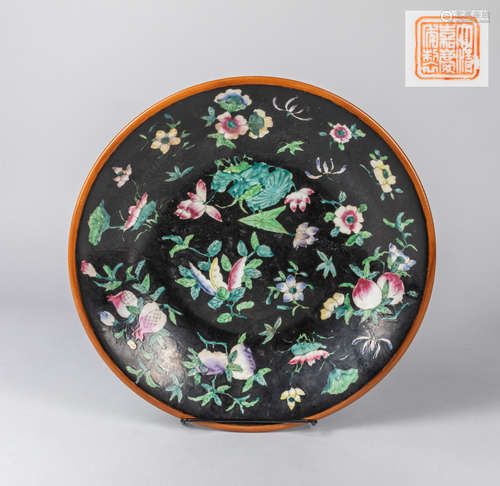 Large Chinese Old Famille Rose Porcelain Plate