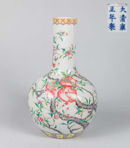 Tall Chinese Old Famille Rose Porcelain Vase