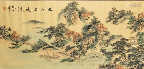 Chinese Hanging Scroll: The Ferry in the Mountains.