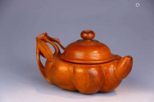 A Chinese Boxwood Tea Pot Ornament