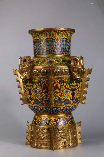 A Chinese Copper Padding Cloisonne Vase Ornament