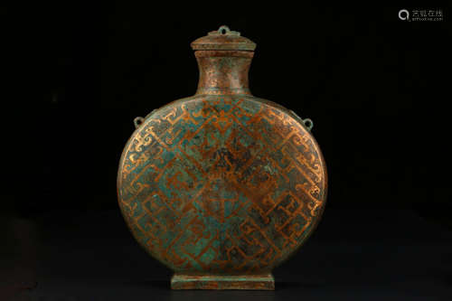 A Chinese Gold and Silver Inlaying Bronze Pot