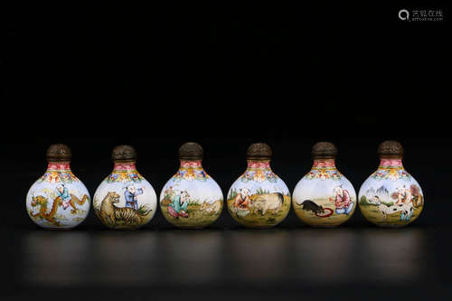 A set of Chinese Enamel Twelve Zodiac  Snuff Bottle