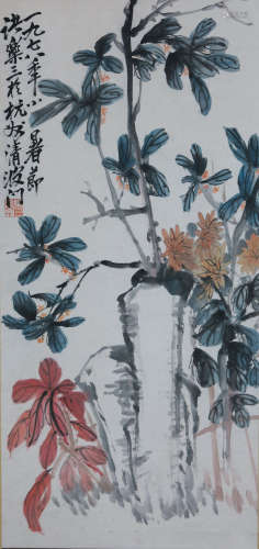 A Chinese Flower and Plants Painting, Zhu Le Mark