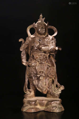 A Chinese Copper Tire Weedu Statue