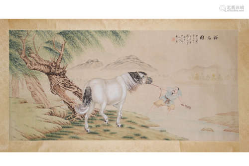 A Chinese Horse Painting Scroll