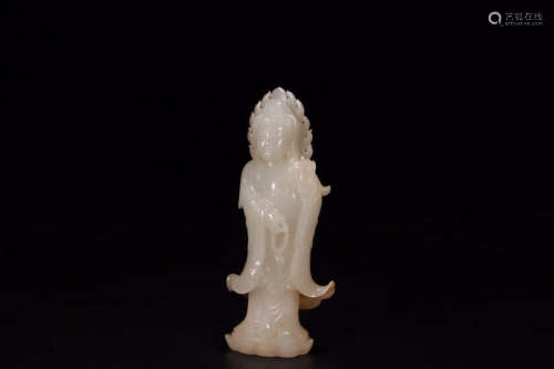 A Chinese Hetian Jade Guanyin Ornament