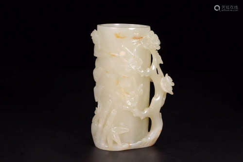 A Chinese Hetian Jade  Brush Pot