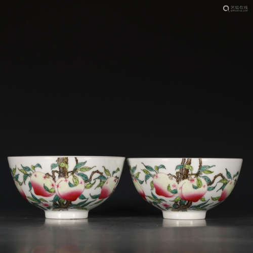 A Pair of Chinese Famille Rose Porcelain Bowls