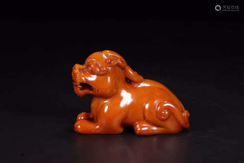 A Chinese Yellow Hetian Jade Beast Ornament