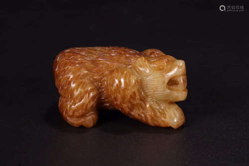 A Chinese Hetian Jade Bear Ornament