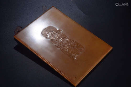 A Chinese Inscribed Hetian Jade Board