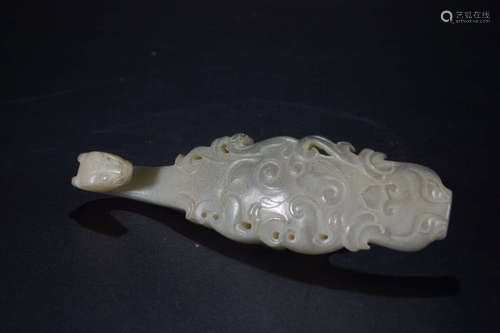 A Chinese Gaogu Jade Dragon Belt Hook