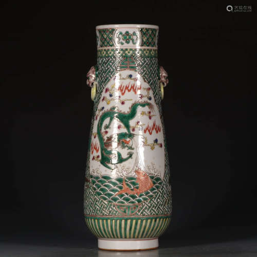 A Chinese Multicolored Dragon Porcelain Bottle