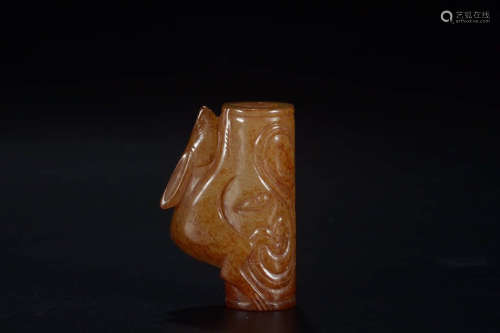 A Chinese Gaogu Jade Rabbit Carved Ornament