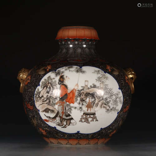 A Chinese Ink Color Porcelain Pot
