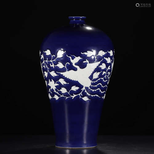 A Chinese Blue Glazed Porcelain Plum Bottle