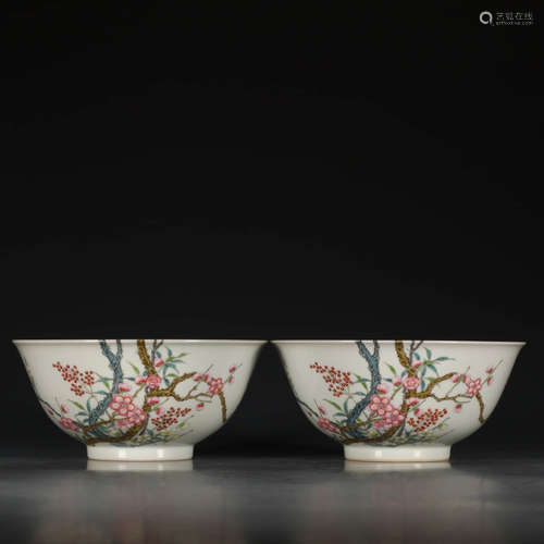 A Chinese Famile Rose Porcelain Plum Bowl