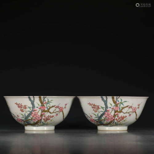 A Chinese Famile Rose Porcelain Plum Bowl