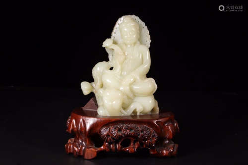 A Chinese He Tian Jade Bodhisattva Ornament