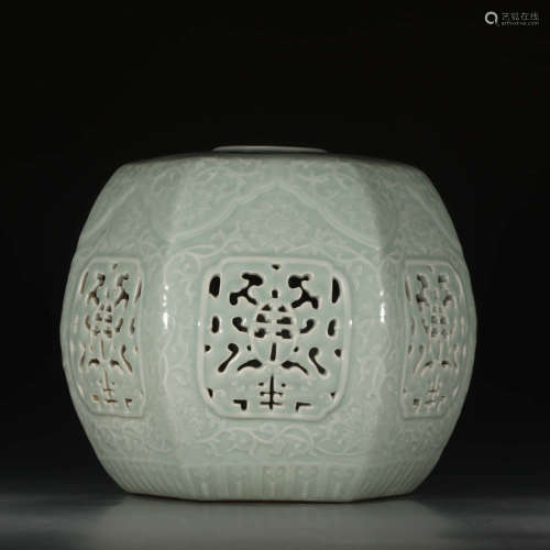 A Chinese Pea Green Glaze Piercing Porcelain Stool