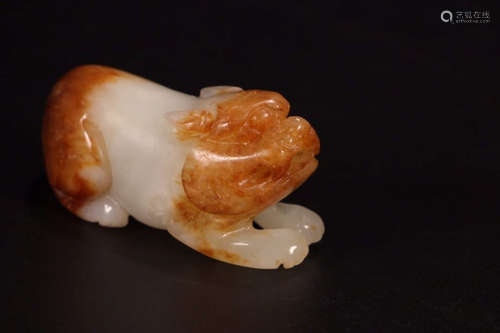 A Chinese Hetian Jade Beast Ornament