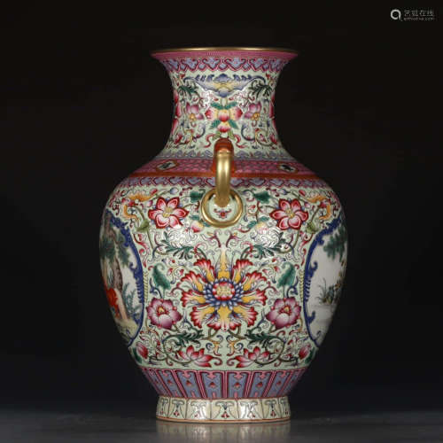 A Chinese Famile Rose Floral Porcelain Pot