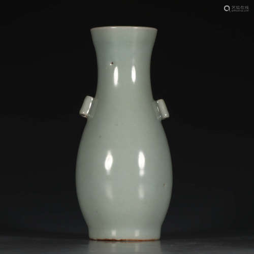 A Chinese Light Greenish Blue Glaze Double Ear Porcelain Bottle