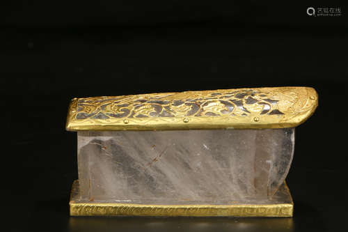 A CHINESE GILDED SILVER CRYSTAL PHOENIX PATTERN SARIRA COFFIN