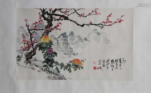 GUAN SHANYUE AND LI XIONGCAI: INK AND COLOR ON PAPER PAINTING 'FLOWERS'