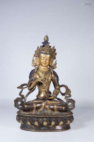 GILT BRONZE CAST 'TARA' SEATED FIGURE