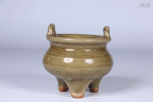 CELADON GLAZED TRIPOD CENSER WITH HANDLES