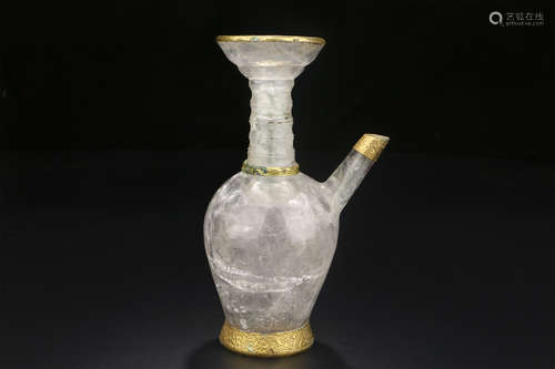 A CHINESE GILT CRYSTAL OPEN MOUTHED POT