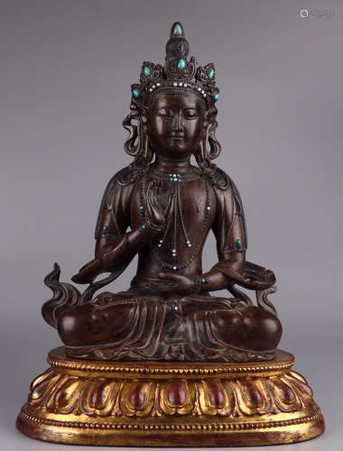 A CHENXIANG WOOD CARVED GUANYIN BUDDHA