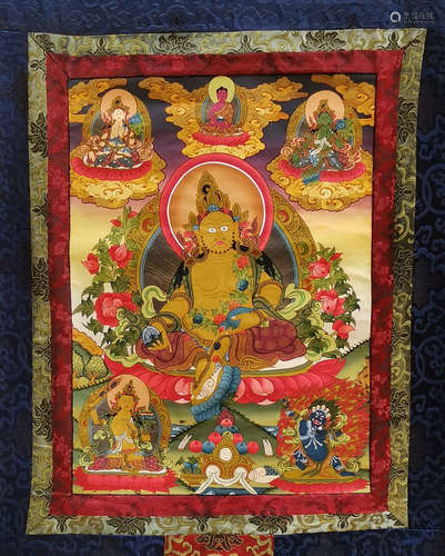 A WULU CAISHEN VERTICAL AXIS THANGKA