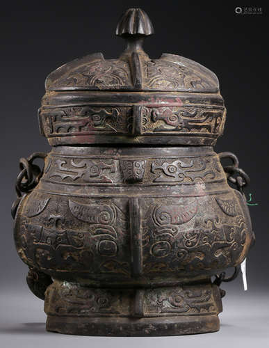 A BRONZE POT CARVED WITH DRAGON PATTERN