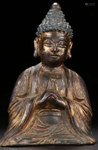 A COPPER CARVED BUDDHA