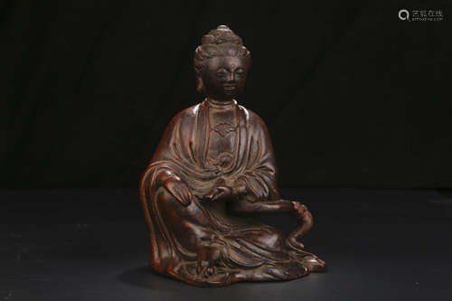 A CHINESE CARVED EAGLEWOOD STATUE ORNAMENT