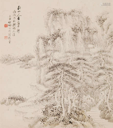 A CHINESE PAINTING SCROLL, QI GONG MARK