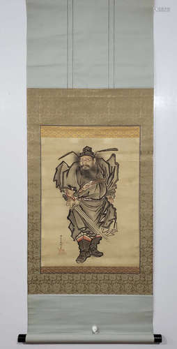 A CHINESE PAINTING SILK HANGING SCROLL