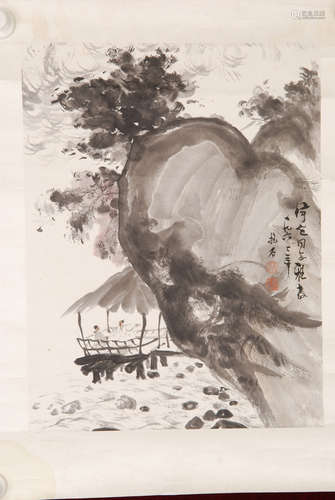 A CHINESE FALLS PAINTING, FU BAOSHI MARK