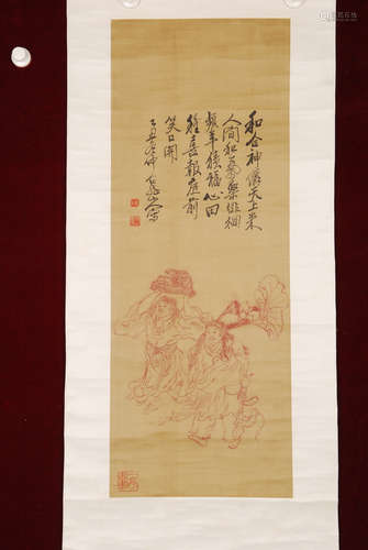 A CHINESE PAINTING SILK SCROLL